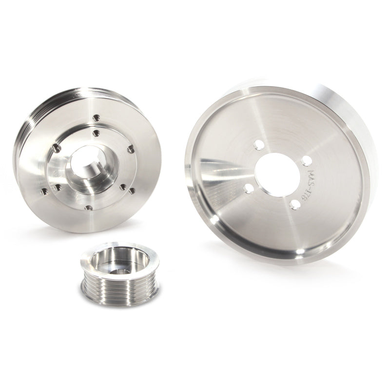 BBK 02-04 Mustang 4.6 GT Underdrive Pulley Kit - Lightweight CNC Billet Aluminum (3pc) — Photo - Unmounted
