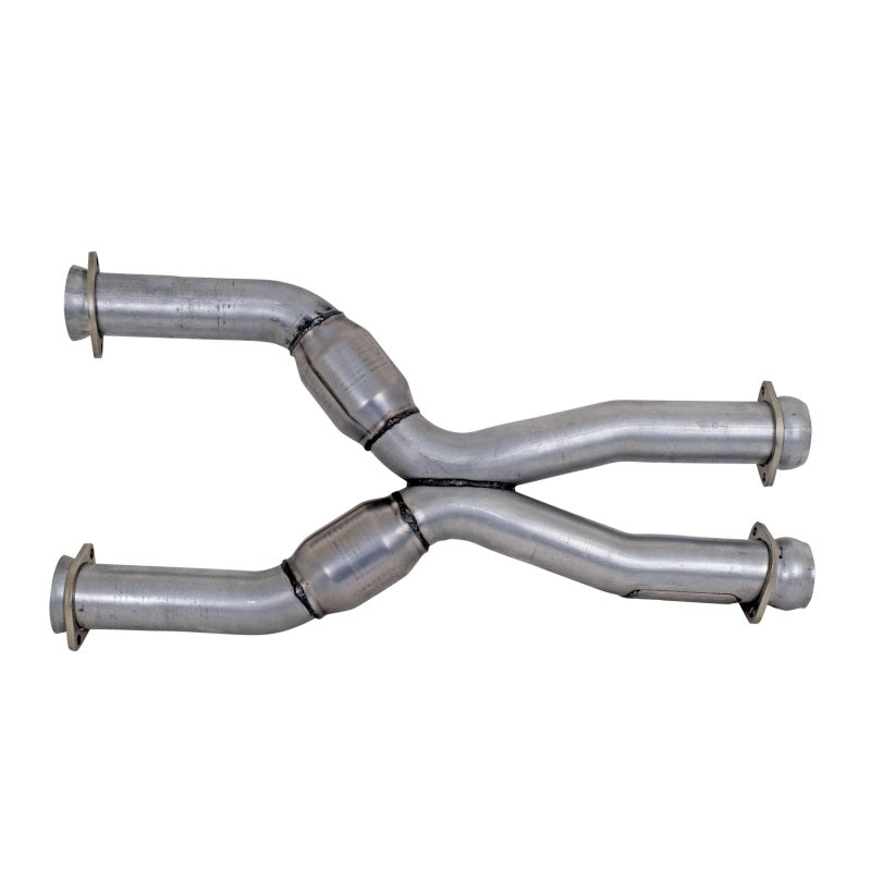 BBK 79-04 Mustang Coyote Swap Short Mid X Pipe w Catalytic Converters 3.0 For BBK Long Tube Headers — Photo - Unmounted