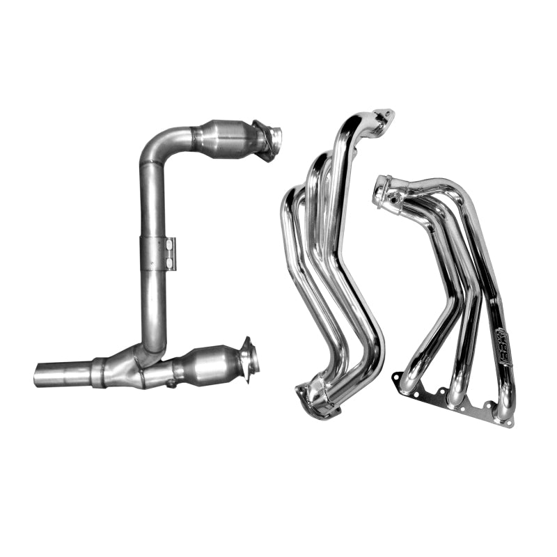 BBK 07-11 Jeep 3.8 V6 Long Tube Exhaust Headers And Y Pipe And Converters - 1-5/8 Silver Ceramic — Photo - Primary