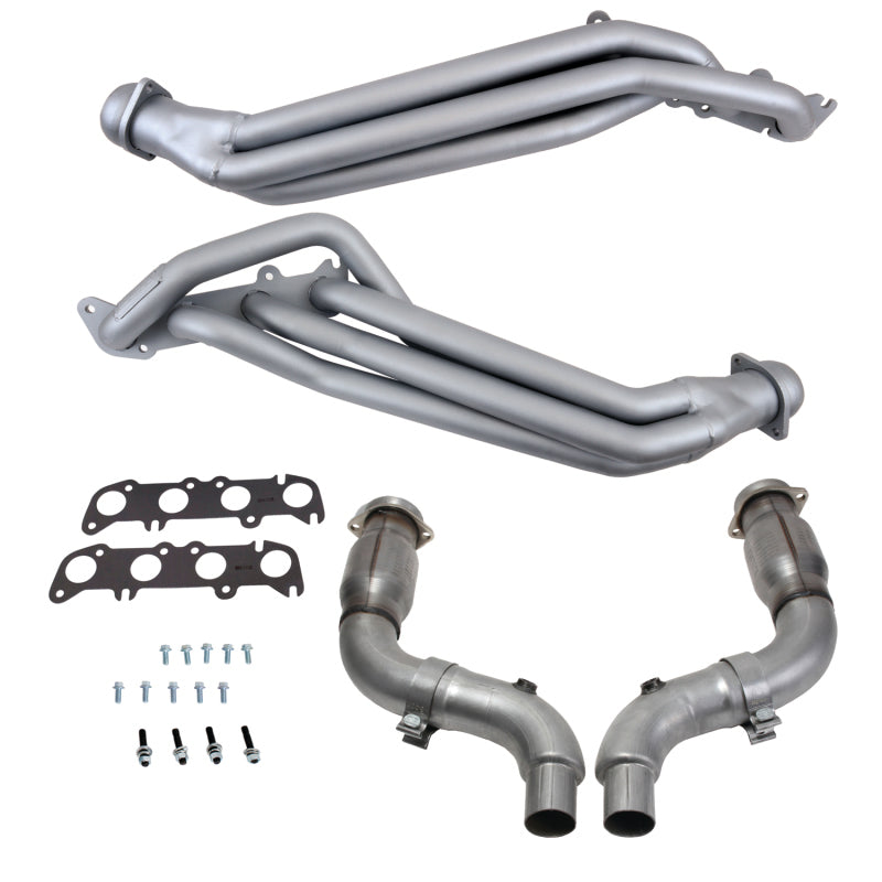BBK 15-23 Ford Mustang GT 5.0 1-7/8in Long Tube Headers w/High Flow Catted Mid Pipe (Ti Ceramic) — Photo - Primary
