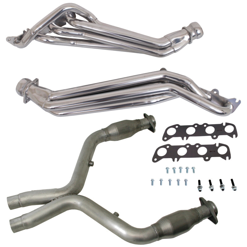 BBK 11-14 Ford Mustang GT 1-3/4 Long Tube Headers w/High Flow Catted Mid Pipe (Silver Ceramic) — Photo - Primary