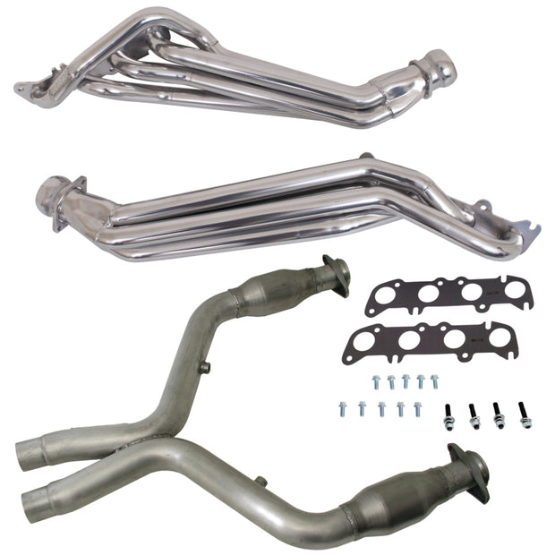 BBK 11-14 Ford Mustang GT 1-3/4 Long Tube Headers w/High Flow Catted Mid Pipe (Silver Ceramic) — Photo - Primary