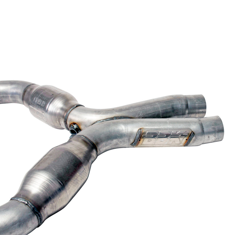 BBK 05-10 Mustang 4.6 Short Mid X Pipe With Catalytic Converters 2-3/4 For BBK Long Tube Headers — Photo - Unmounted