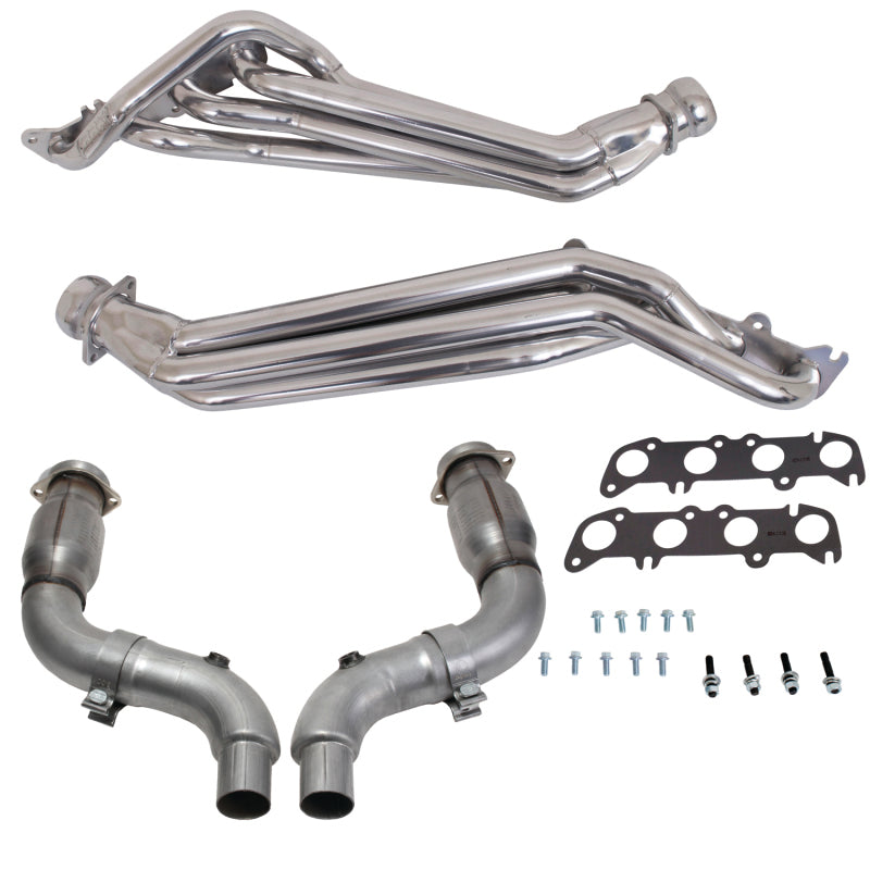 BBK 15-23 Ford Mustang GT 1-3/4 Long Tube Headers w/High Flow Catted Mid Pipe (Silver Ceramic) — Photo - Primary