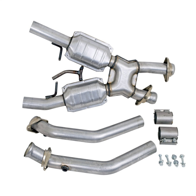 BBK 86-93 Mustang 5.0 High Flow X Pipe With Catalytic Converters - 2-1/2 — Photo - Unmounted