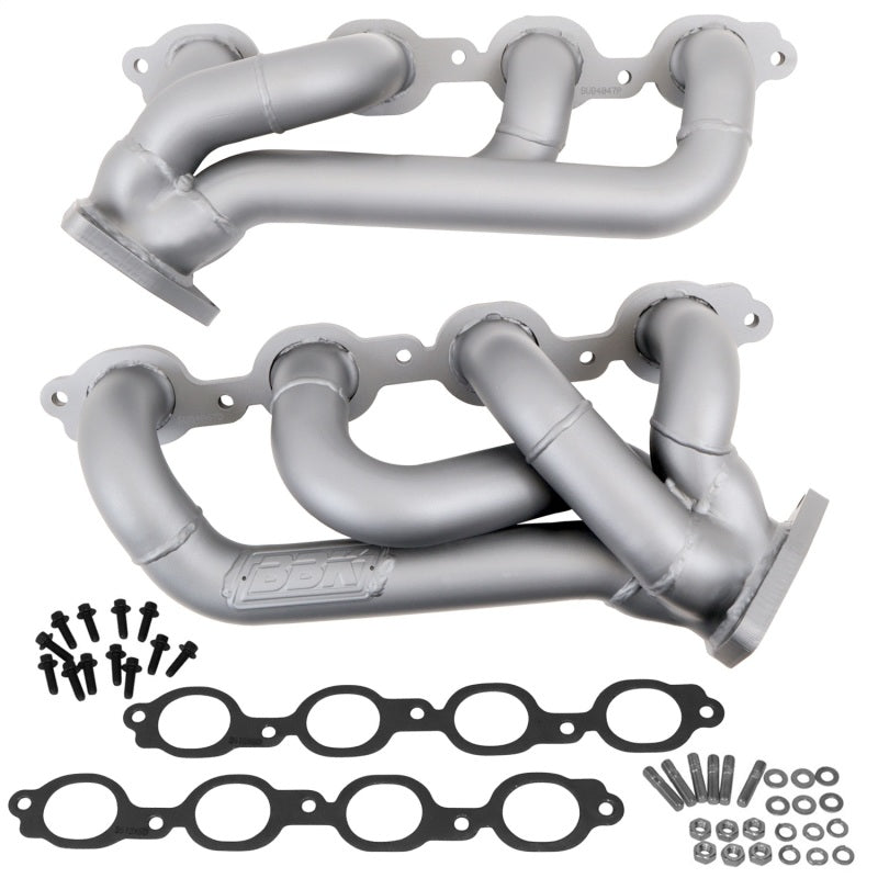 BBK 14-18 GM Truck 5.3/6.2 1 3/4in Shorty Tuned Length Headers - Titanium Ceramic — Photo - Unmounted