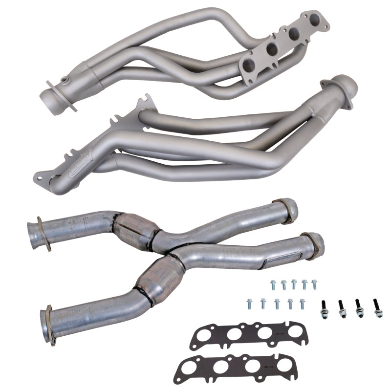 BBK 86-04 Ford Mustang Coyote Swap 1-3/4in Long Tube Headers w/High Flow Catted X-Pipe (Ti Ceramic) — Photo - Primary