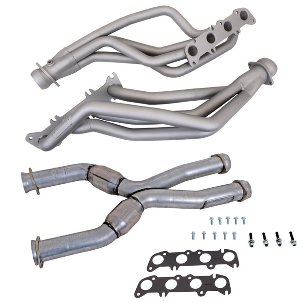 BBK 86-04 Ford Mustang Coyote Swap 1-3/4in Long Tube Headers w/High Flow Catted X-Pipe (Ti Ceramic) — Photo - Primary