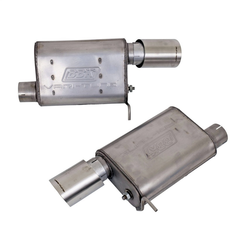 BBK Vari-Tune Axle Back Exhaust Kit 2 Adjustable Performance Mufflers 2-3/4 Pipe 4 in. Tips — Photo - Unmounted
