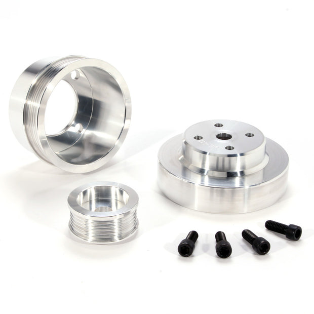BBK 86-93 Mustang 5.0 Underdrive Pulley Kit - Lightweight CNC Billet Aluminum (3pc) — Photo - Primary