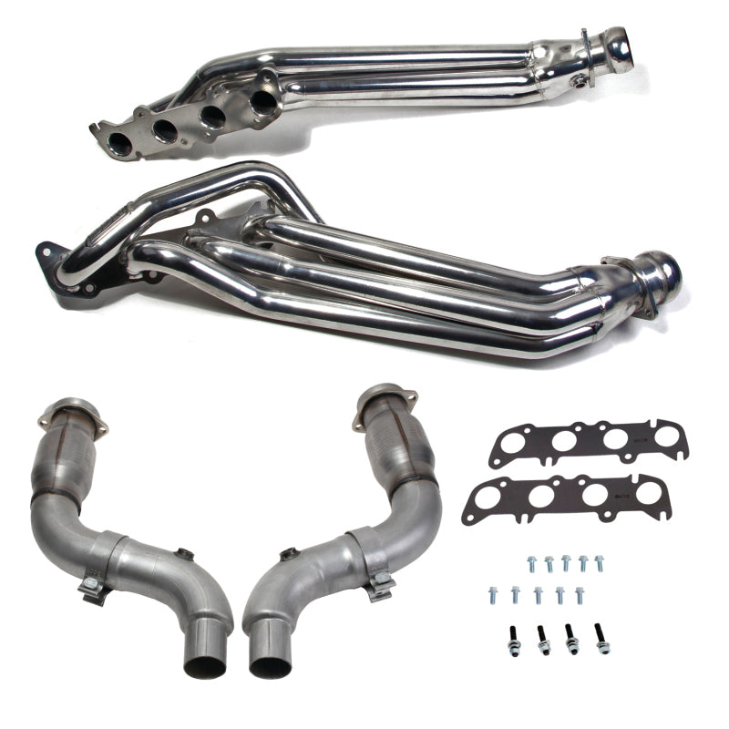 BBK 15-23 Ford Mustang GT 5.0 1-7/8in Headers w/High Flow Catted Mid Pipe (Silver Ceramic) — Photo - Primary