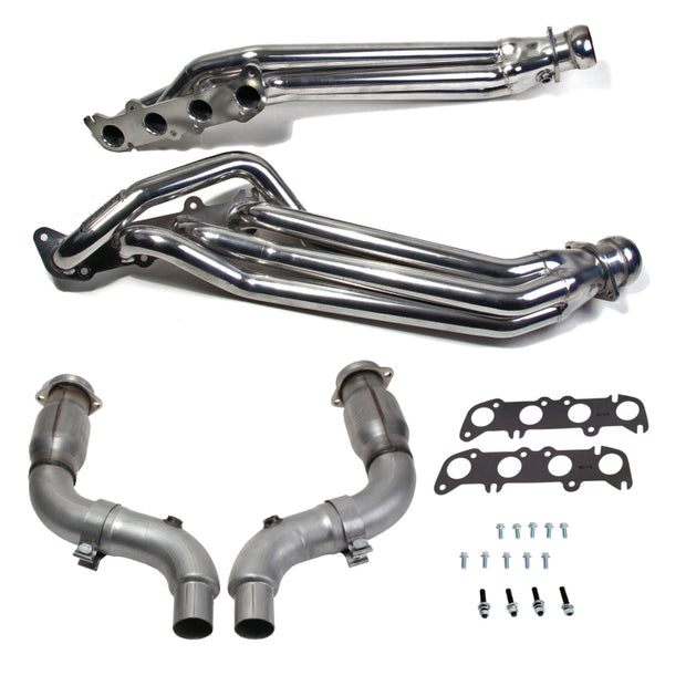 BBK 15-23 Ford Mustang GT 5.0 1-7/8in Headers w/High Flow Catted Mid Pipe (Silver Ceramic) — Photo - Primary